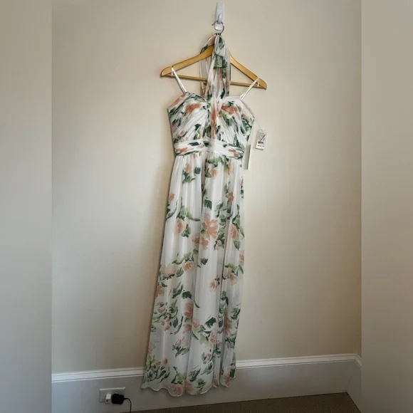 Floral tie neck halter dress - Picture 3 of 12
